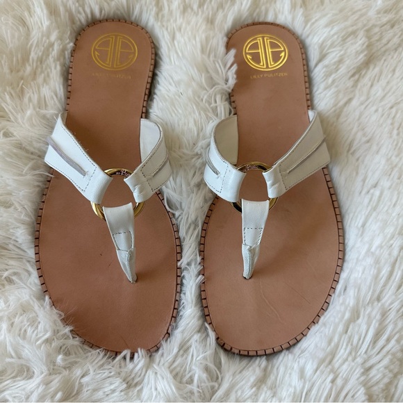 Lilly Pulitzer Shoes - Lilly Pulitzer Mckim Women’s White Leather Sandals Size: 8.5